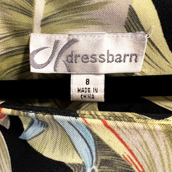 Dressbarn Tropical Palm Leaves Floral Sheath Dress Size 8 Multicolor Stretchy - Picture 4 of 12